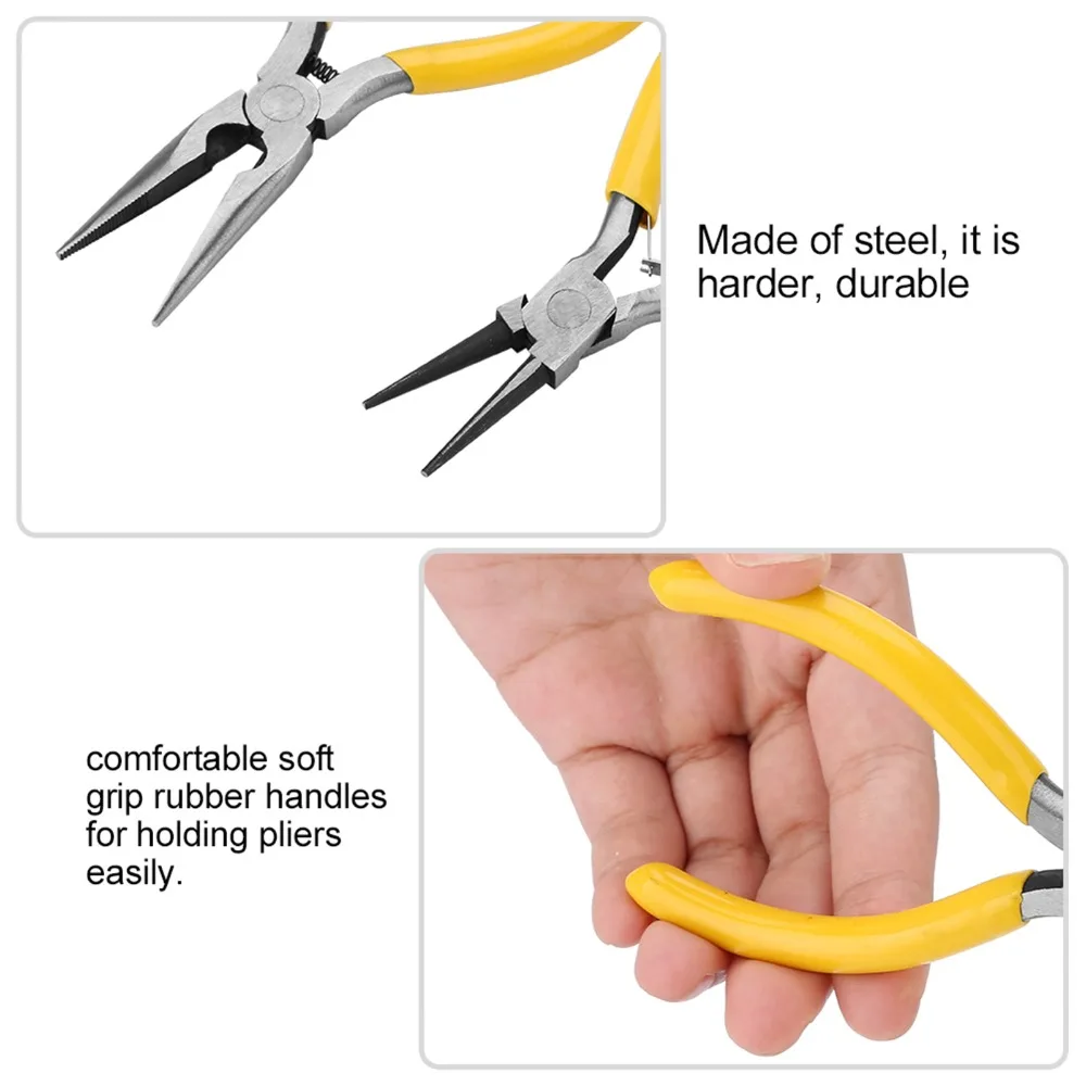 

6pcs Round Nose Pliers Jewelry Pliers Bent Nose Pliers Needle Nose Pliers Professional Pliers Kit Diagonal Side Pliers
