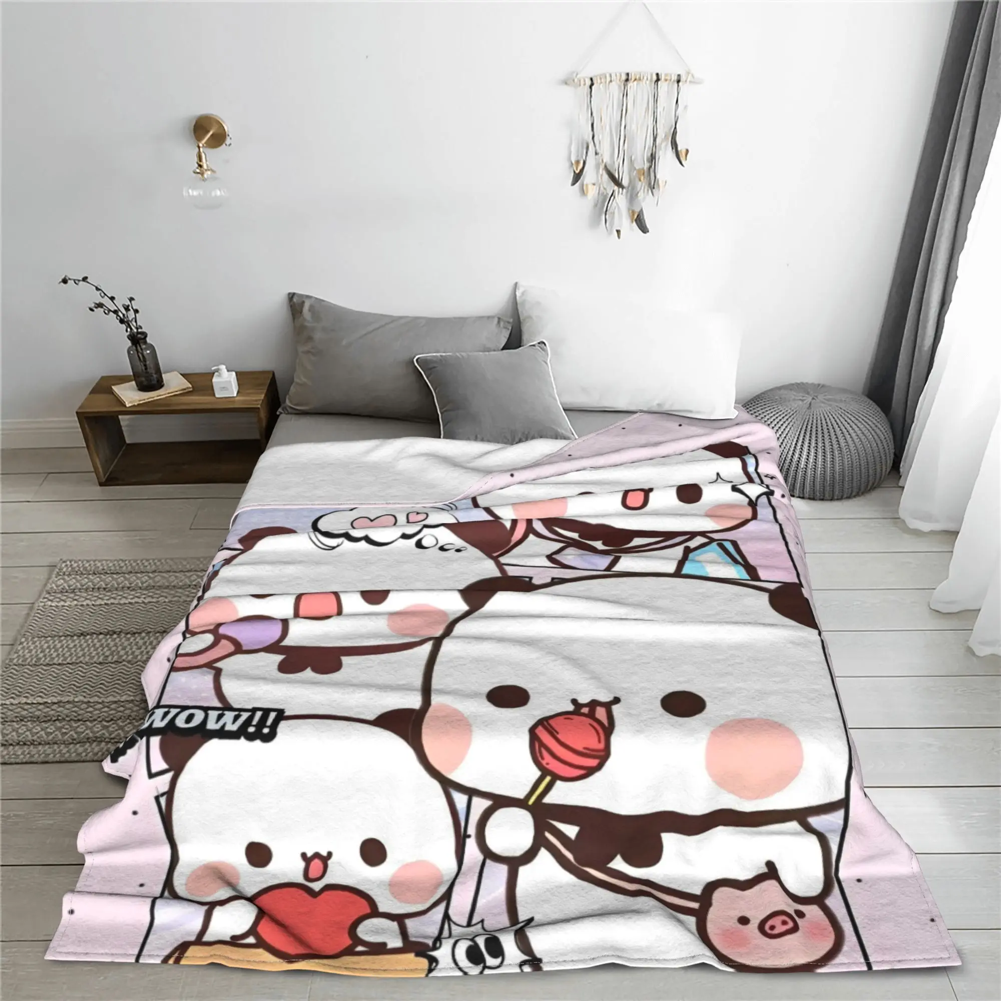 

Bear Cartoon Cute Bubu Dudu Blankets Fleece Decoration Portable Soft Throw Blankets for Sofa Outdoor Plush Thin Quilt