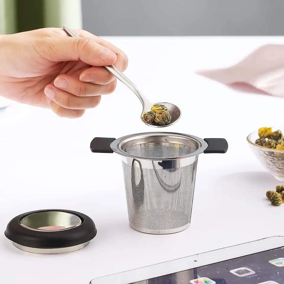 Stainless Steel Tea Filter with Double-Handle, Silicone Tea Filter, Double-Ear Tea Maker, Tea Partition, Tea Partition,