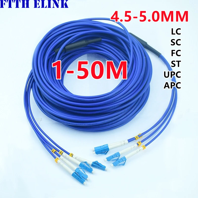 Armored fiber patchcord 4 core SM 1-50m 4C SC LC FC ST APC Singlemode 4 fibers Armored optical fibre jumper cable ftth elink 30M