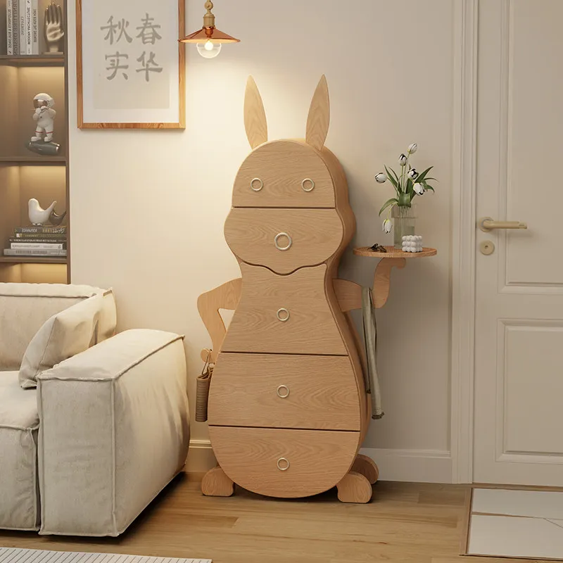 

Cute rabbit chest of drawers vertical creative wooden practical cabinet storage modern design meuble rangement home furniture