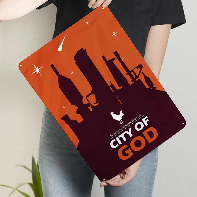 مدينة الله ريترو فيلم علامات معدنية الفيلم ملصق جدار ديكور مخصص صفيح تسجيل ل جدار الفن الديكور حمام غرفة ديكور الرجال المنزل