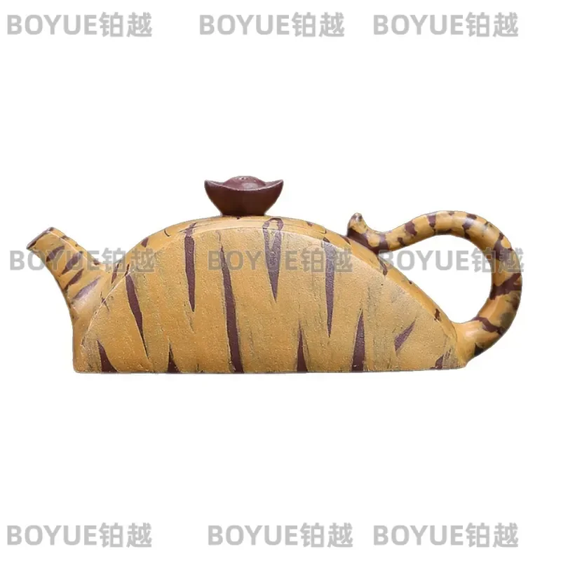Handmade Yixing Purple Clay Teapot Creative Bionic Leopard Square Pot Traditional Chinese Kung Fu Tea Set Artistic Ceramic