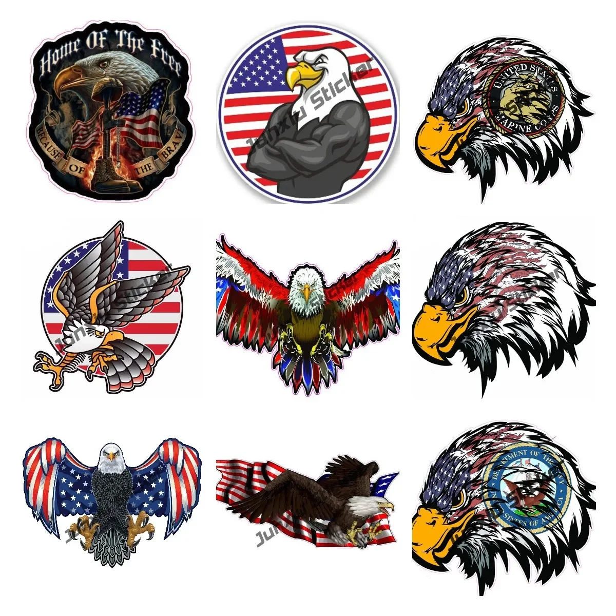 Home of The Free Because of The Brave Decal American Flag Eagle Head V3 Decal Anime Car Accessories Creative Stickers KK10cm