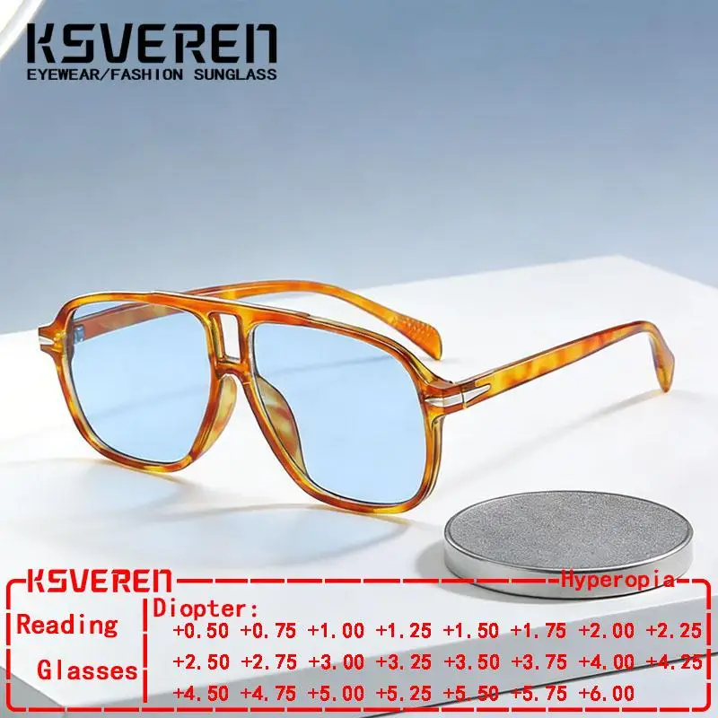 

Классические солнцезащитные очки по рецепту с квадратными синими линзами для пресбиопии, тонированные очки для чтения, унисекс, уличные очки для чтения