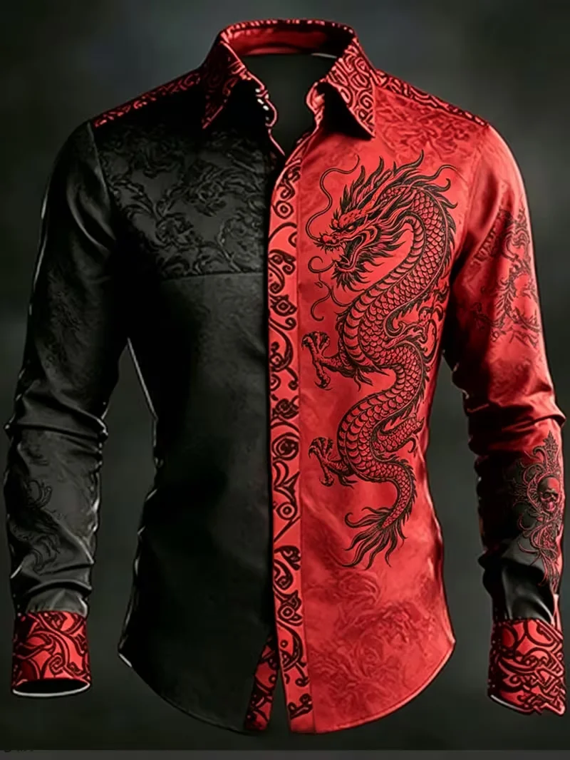 New black background blue purple neon smoke geometric shirt cyberpunk style men's slim fit long sleeved shirt