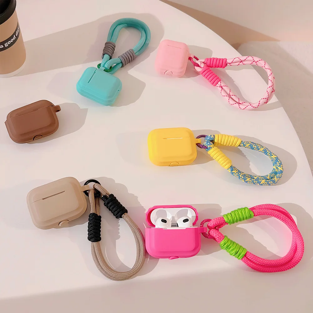 Dopamine lanyard Earphone Case for Airpod Cases Air Apple Pro 3 for 2 3rd Pods Transparent Earphone Cute Cover TPU Coque