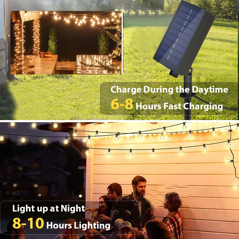 Outdoor Solar Powered Garlands G40 40LEDs Ball String Lights Waterproof Wedding Party String Lights Garden Christmas Decoration