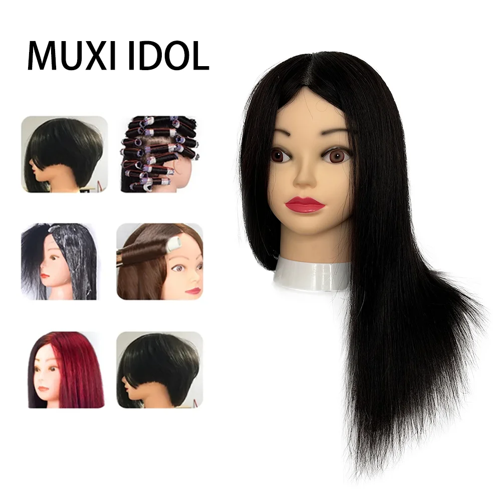 

MUXI IDOL 100% Human Hair Mannequin Head for Braiding, Bleaching & Styling Practice - Professional Salon Manikin