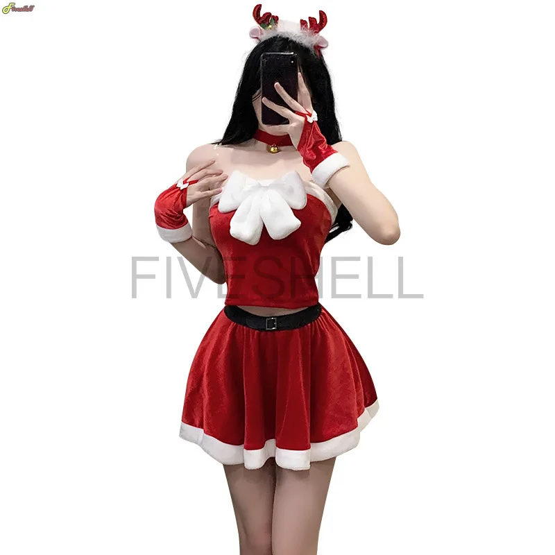 Women Sexy Christmas Costumes Santa Claus Cosplay Holiday Party Performance Clothing Tempting Uniform Live Streaming Cloth