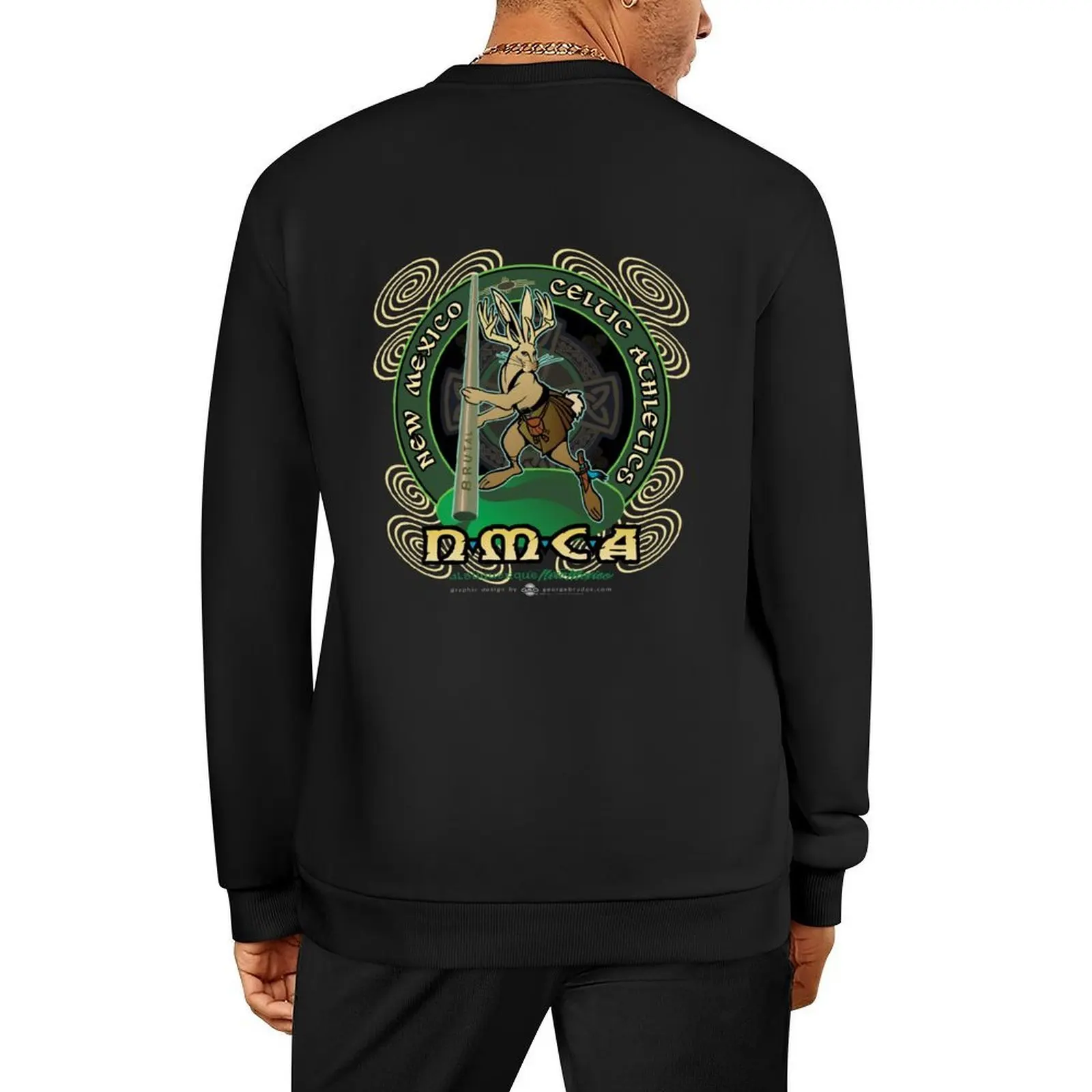 

“High Desert Highlander” (New Mexico Celtic Athletics ft. Jackalope mascot) Pullover men clothes men's sweatshirts