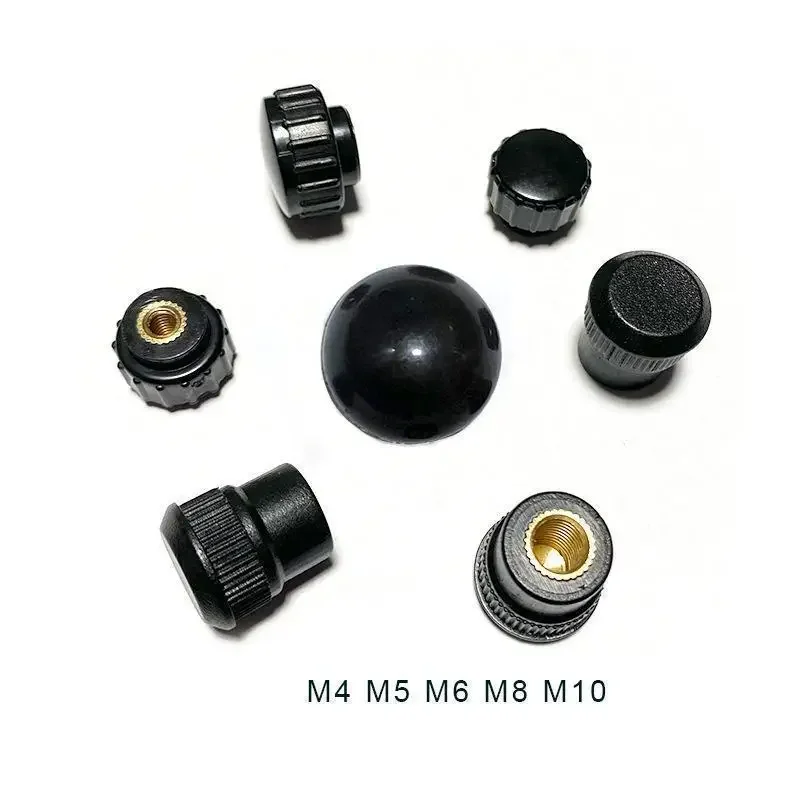 

10 Pcs/Lot M4/M5/M6 Straight Weave Plastic Knob Copper Nut Injection Coated Extended Round Head Knurled Hand ABS