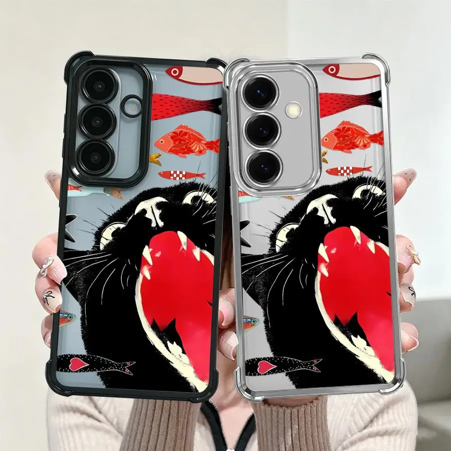 Black Cat Case for Samsung Galaxy A14 A04 A15 A05 A54 A34 A12 A03 A07 A53 A23 A51 A73 A13 A33 A50 A24 A52 A16 A06 Phone Cover