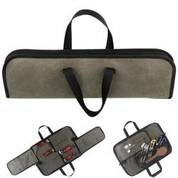 Durable Professional Knife Roll Bag 4 Slot and Tableware Pocket Picnic Chef Kitchen Slicing Santoku Knives Storage Carrying Case