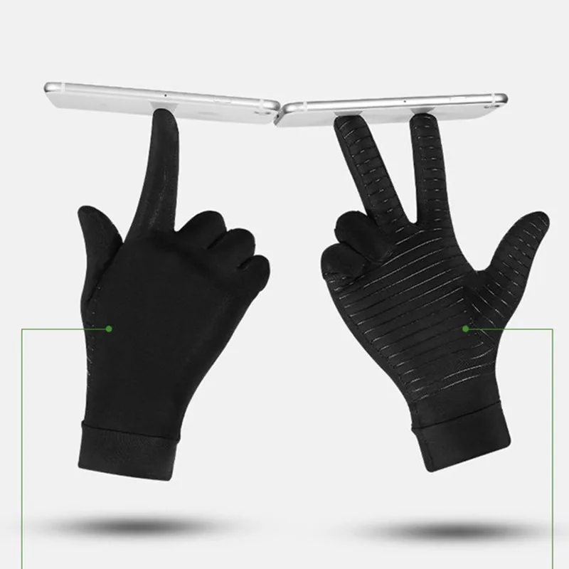 Copper Compression Arthritis Gloves Black Hand Gloves Hand Wrist Support Non-Slip Unisex Gloves Finger Joint Wrist Pain Relief