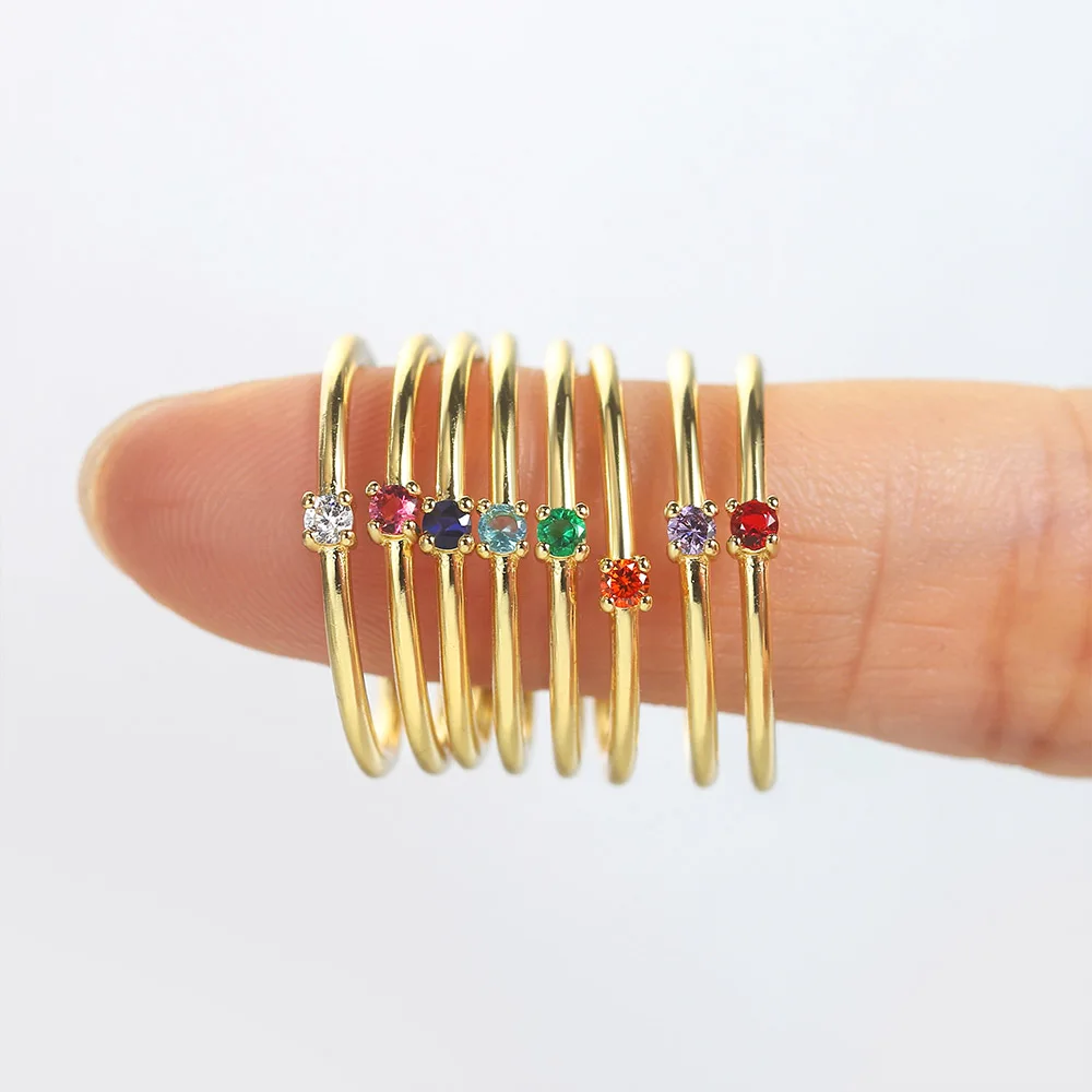 Little Thin Dainty Pinky Rings For Women Gold Color Zirconia Wedding Engagement Bride Finger Ring Jewellry Fashion Jewelry R246