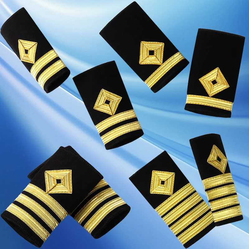Merchant Marine Epaulette Bullion Braid for Square Shape Captain Chief Officer Shoulder Badge Shipping Epaulets