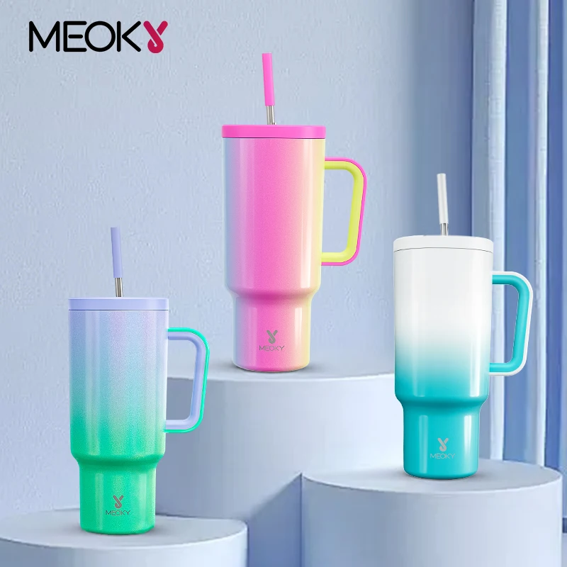 

Meoky 40oz Cup Large Capacity Vacuum Tumbler Straws Cup with Lid Non-slip Water Bottle Stainless Steel Insulated Cup Coffee Mug