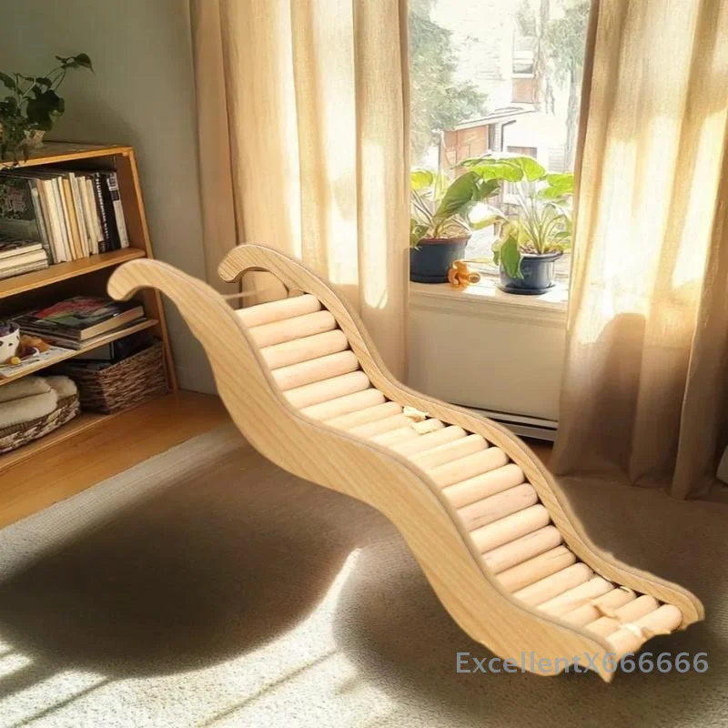 

Eco Toy for Hamsters: Fun Wooden Wave Staircase Pet Ladder Play Supply