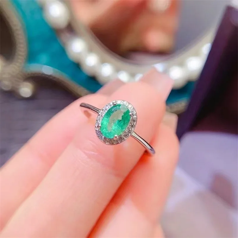 

925 Sterling Silver Natural Elegant Gorgous Emerald Wedding Ring for Women Birthday Christmas Gift with Certificate