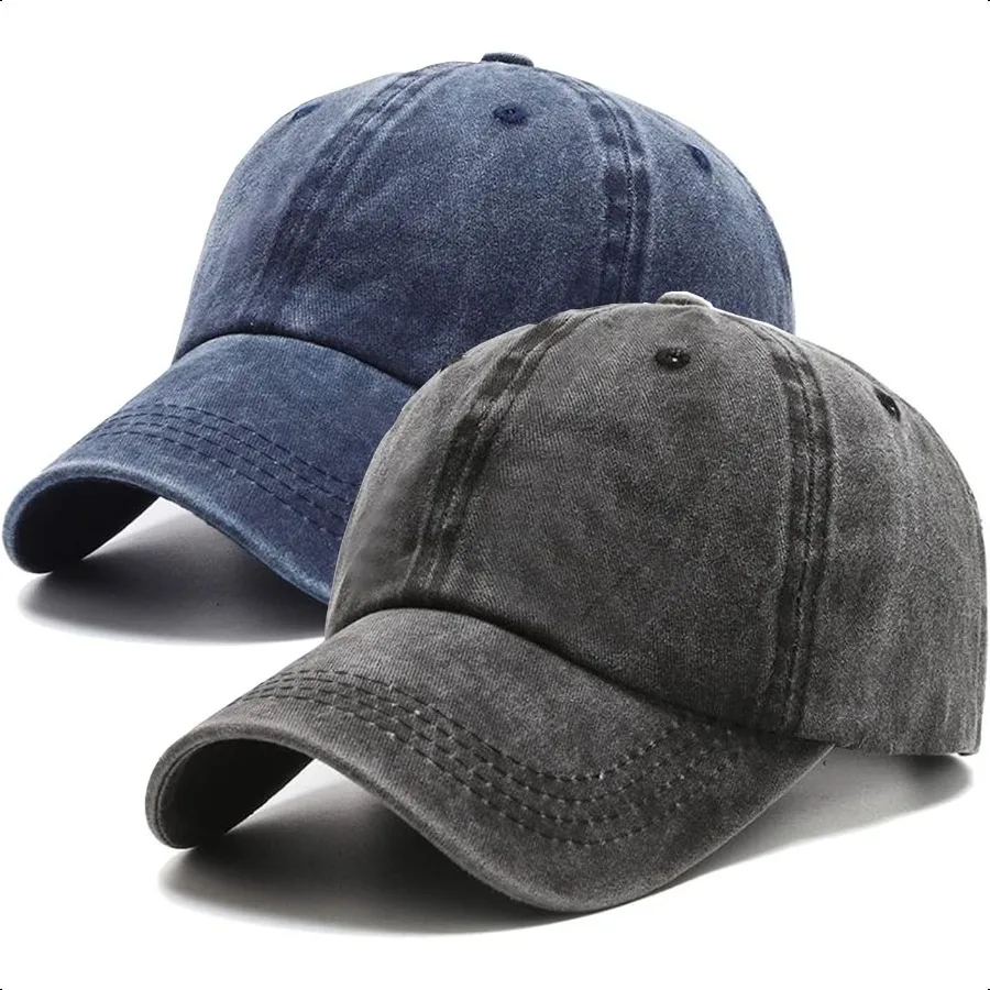 

PFFY 2 Packs Washed Distred Baseball Cap Golf Dad Hat for Men Women