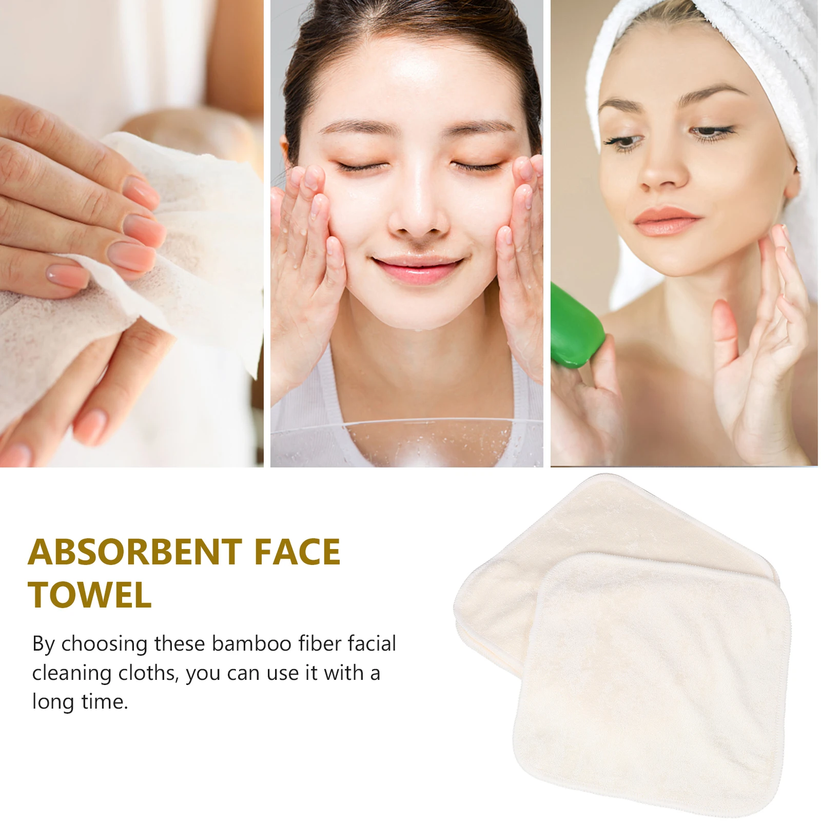 

5pcs Bamboo Fiber Face Washcloths Reusable Soft Exfoliating Cloths For Face Body Absorbent Facial Skincare Tools