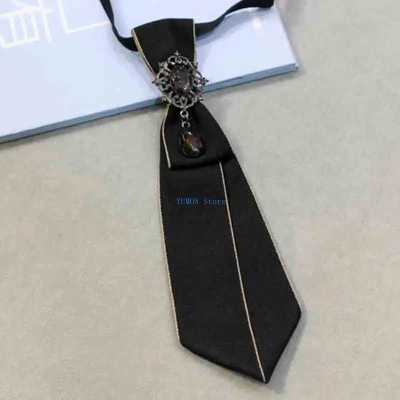

D0UD Men Vintage Adjustable Necktie Gothic for Rhinestone Metal Chain Bow Tie Pre-Tied Luxury Wedding Decorative Jewelry Bowt