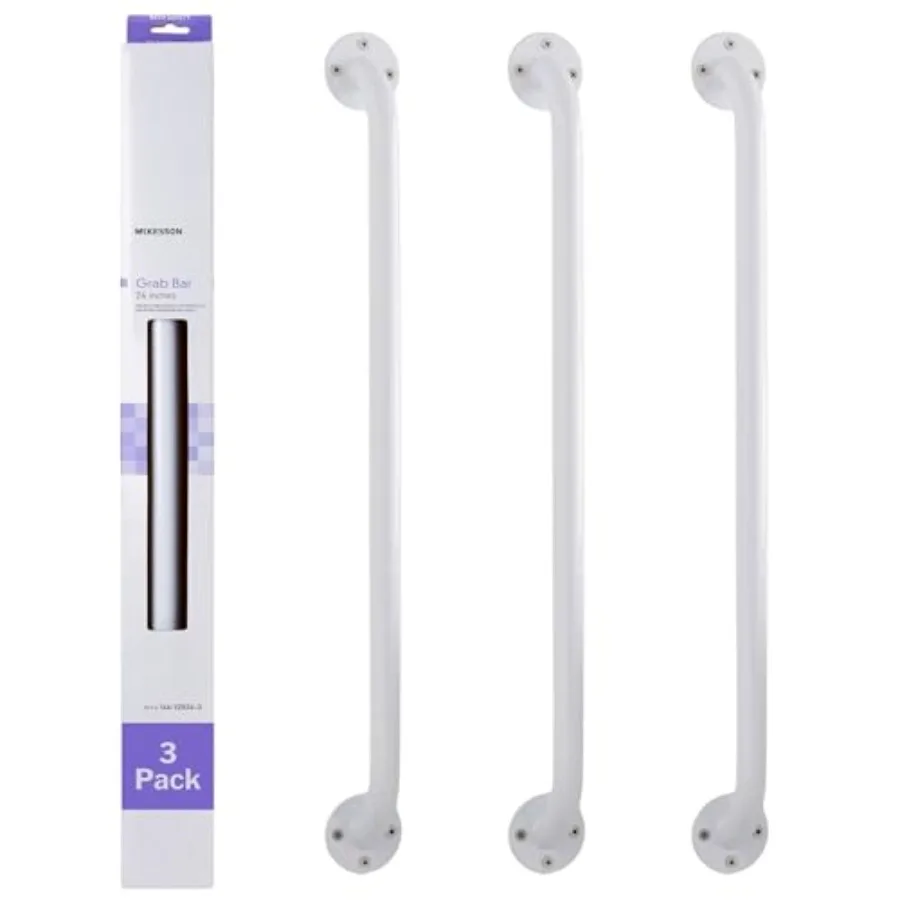 

Grab Bar Wall Mount Steel Bathroom Shower Aid White Power Coated 24 in 3 Count