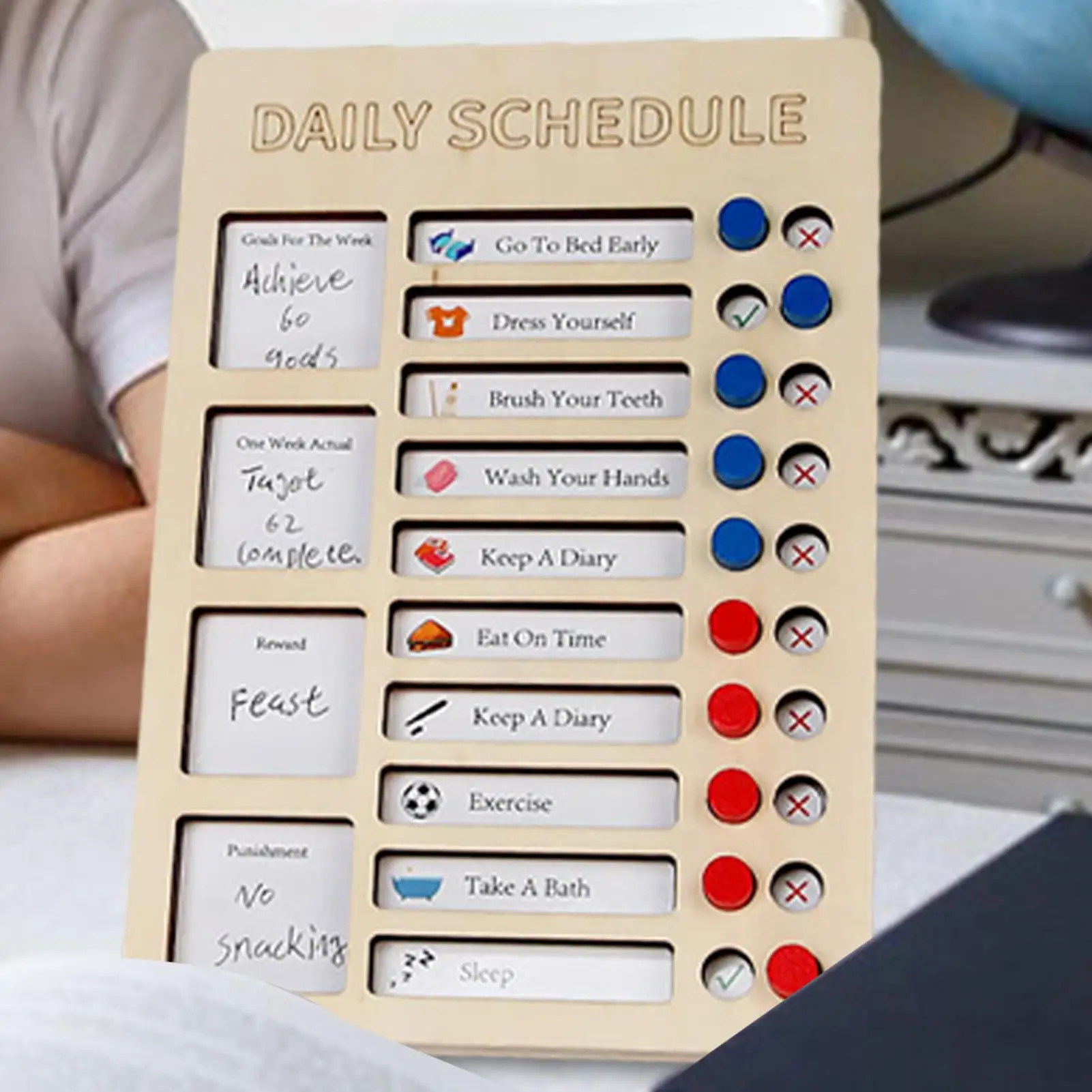 

Многоразовая вертикальная деревянная доска для планирования рутинных задач для детей и взрослых, для дома, класса, офиса, автодома, общежития