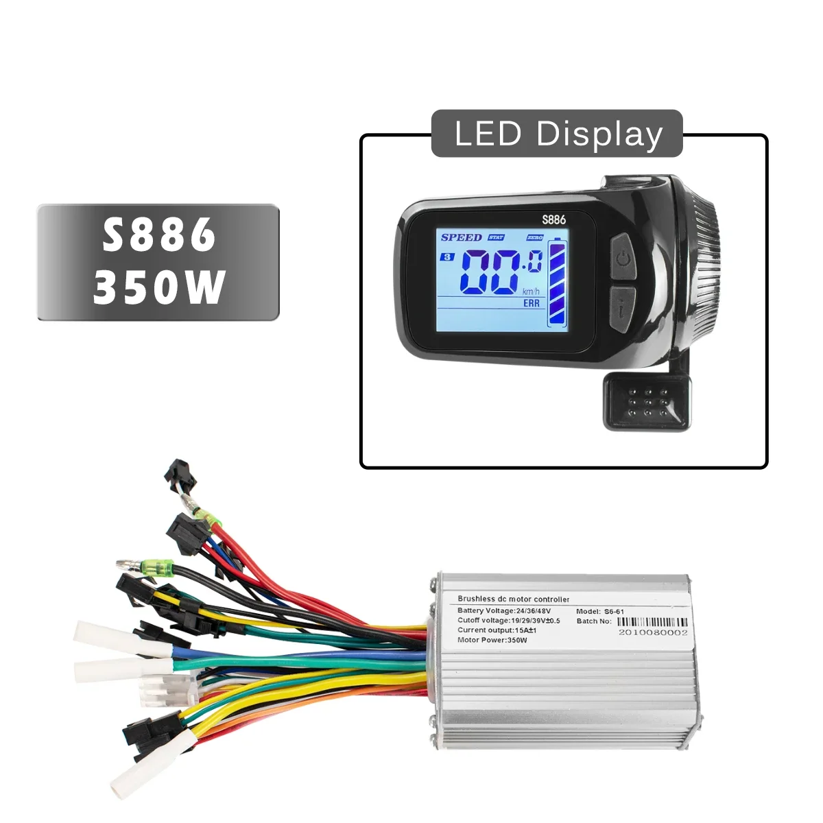 LCD Display Meter for Electric Bike Bicycle S886 24V-48V 250W 350W 500W Electric Bicycle Brushless Controller 25A