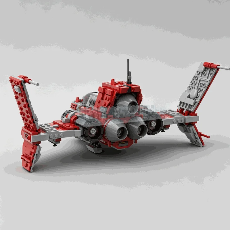 1162PCS Red Futuristic Flying Vehicle Building Blocks Model Space Exploration Aircraft With Opening Wings DIY Assembly Gifts Toy