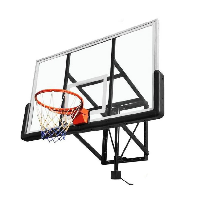 

Hot sale black color 3 grade height adjustable wall amounted basketball hoop with backboards and rings outdoors
