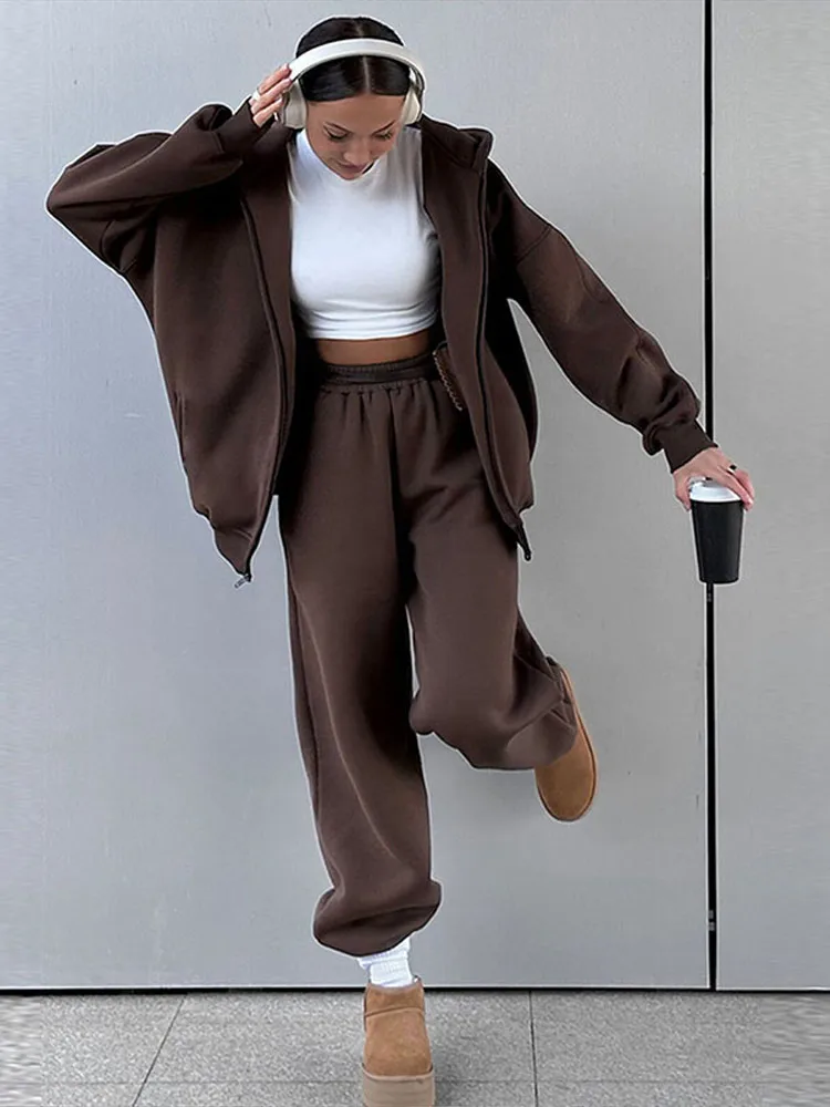 

Casual Women Tracksuit Set Hooded Workout Suit Fitness Sports Female Clothes Outfit Loose Elastic-waist Running Trousers 2025