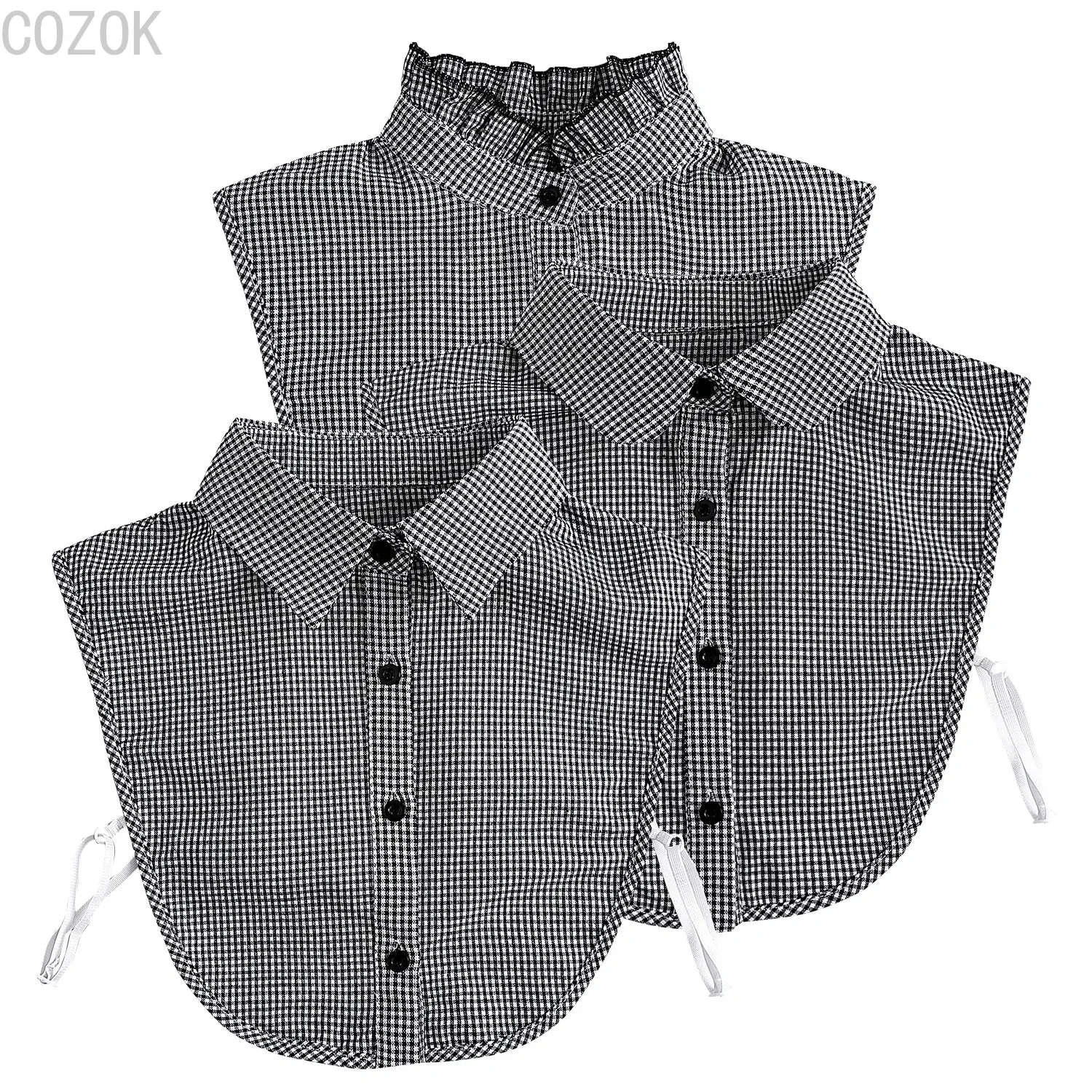 Ins Fake Collar Plaid Shirt Detachable Collars Solid Shirt Womens Dickie Collar White Girls Top Clothes Dickey Collar For Women