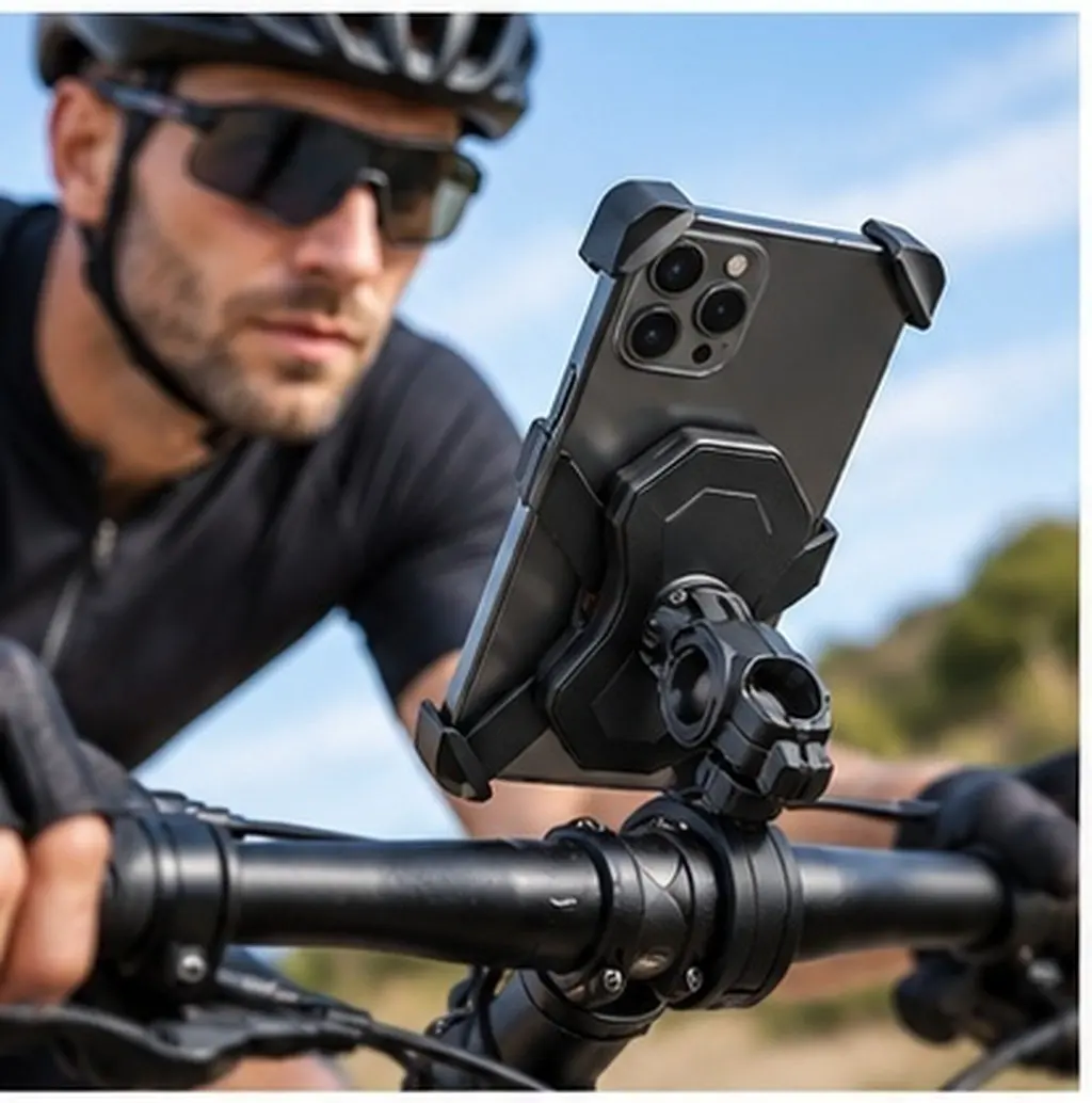 Black Adjustable Phone Holder Shockproof Mobile Phone Bracket Stand for Motorcycle Mountain Bike Bicycle Anti-Skid