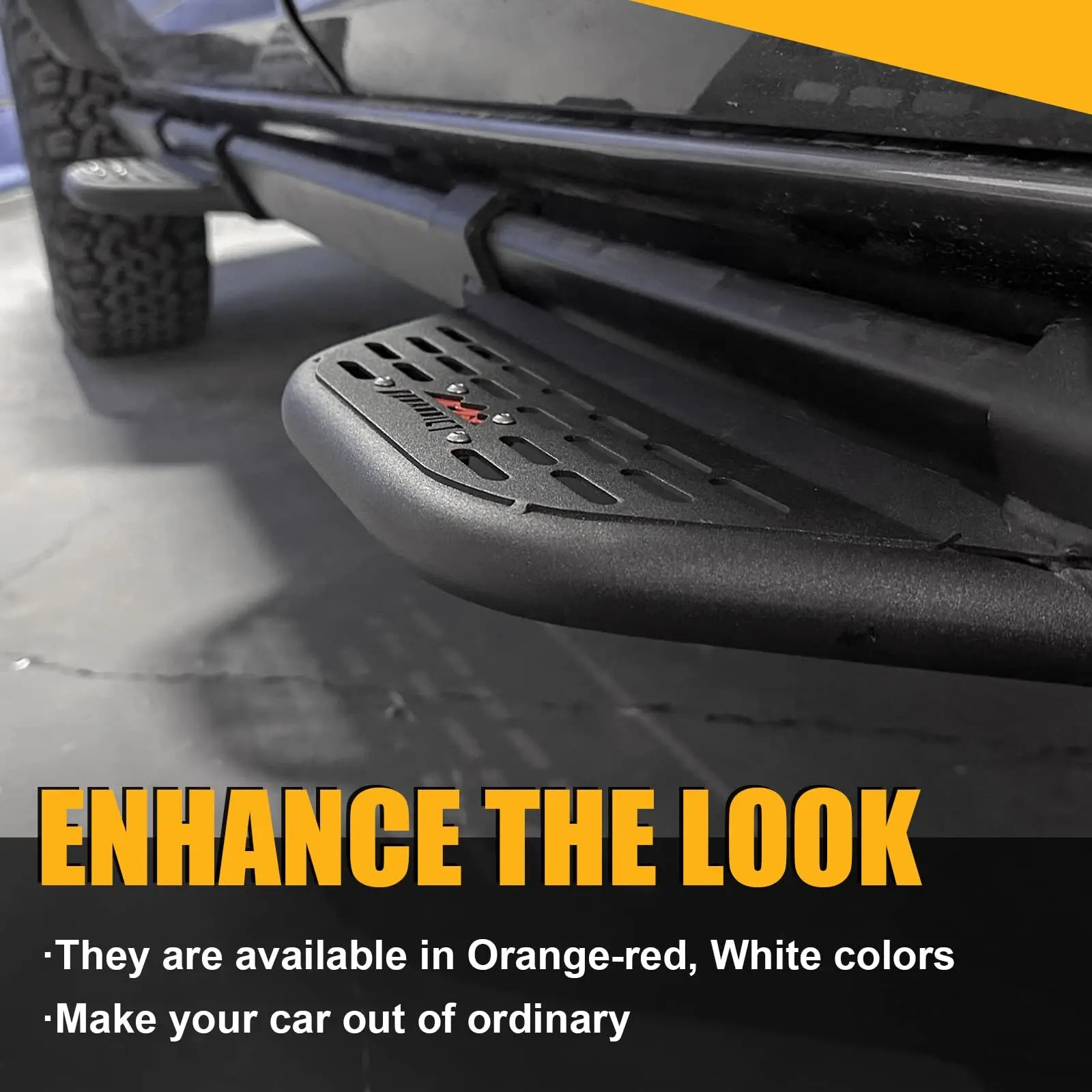 4X EZ-Steps لـ 2021-2024 Ford Bronco 4-Door، إضافة إلى OEM Rock Rail أسود جديد