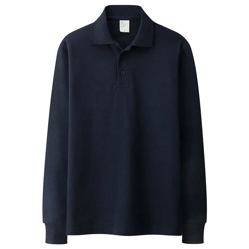 Men's Cotton Long Sleeve Polo Shirt Lapels Options Breathable Base Layer Tops Autumn Comfortable Casual Loose Sporty T-shirt