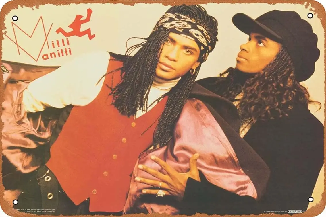1 Stück, Musik-Metallposter, Milli Vanilli Blechschild aus Metall, 20,3 x 30,5 cm, Retro