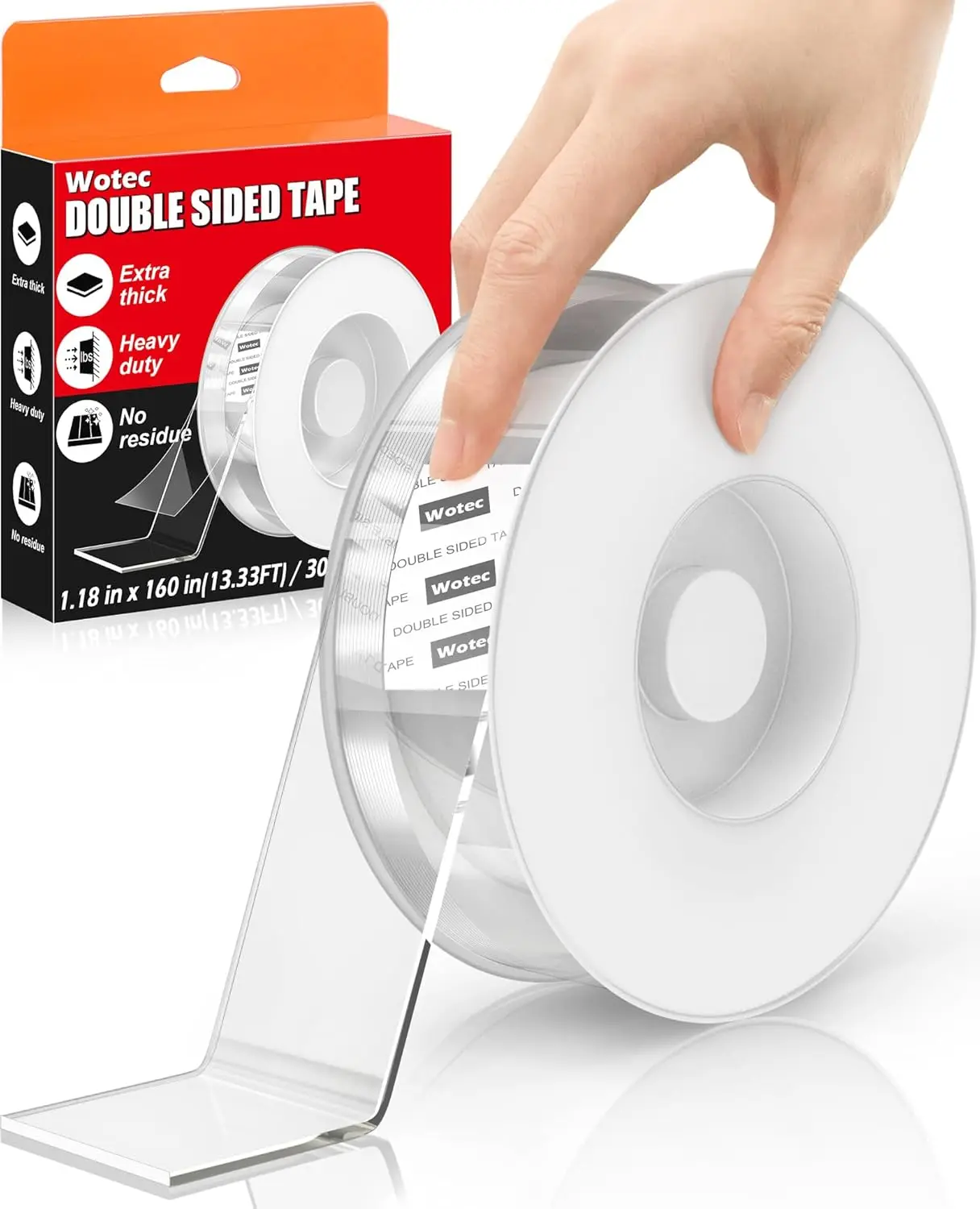 

Extra Large Double Sided Tape Heavy Duty Removable 1.18in x 160in Clear Nano Tape for Picture Hanging Carpet Poster