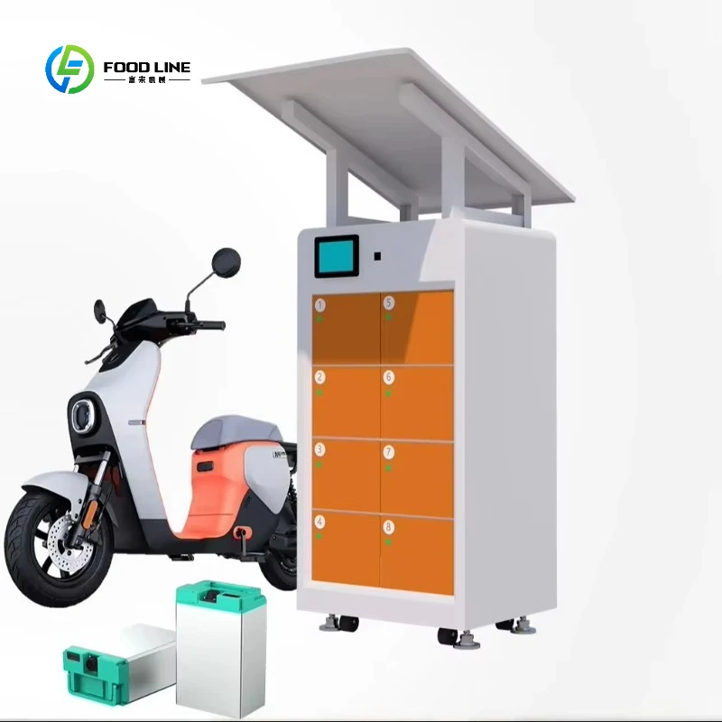 Customize Orange-Colored 8-Slot Outdoor Rain Canopy Charging & Power Station for Scooter Function PD Battery Swap Cabinet