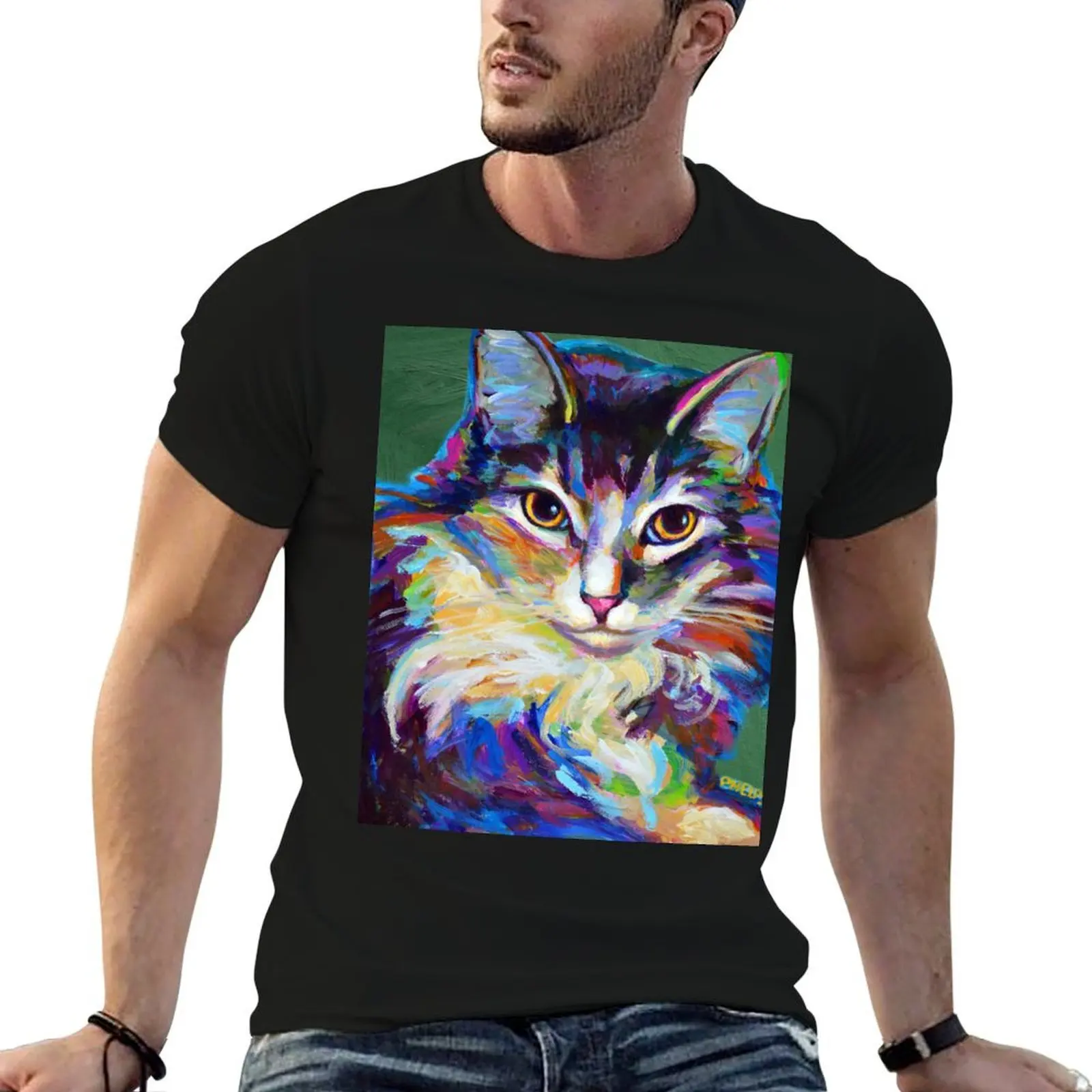 Cute Ragdoll Cat on Green T-Shirt vintage t shirts valentines boutique clothes luxury clothes men