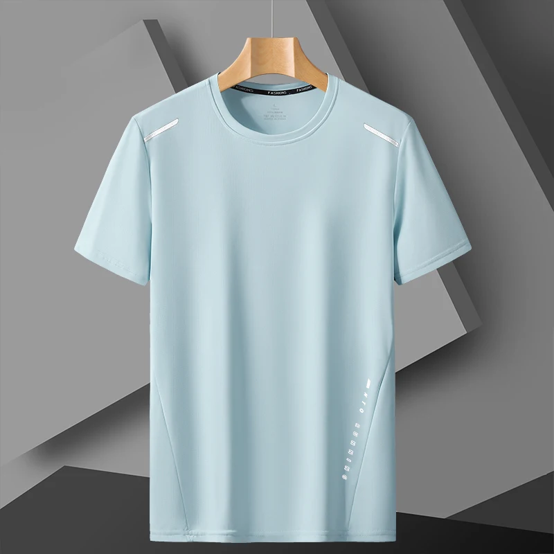 Men's Outdoor Casual Sports Short Sleeve T-Shirt Ice Silk Quick Dry Breathable Trendy Running round Neck Top