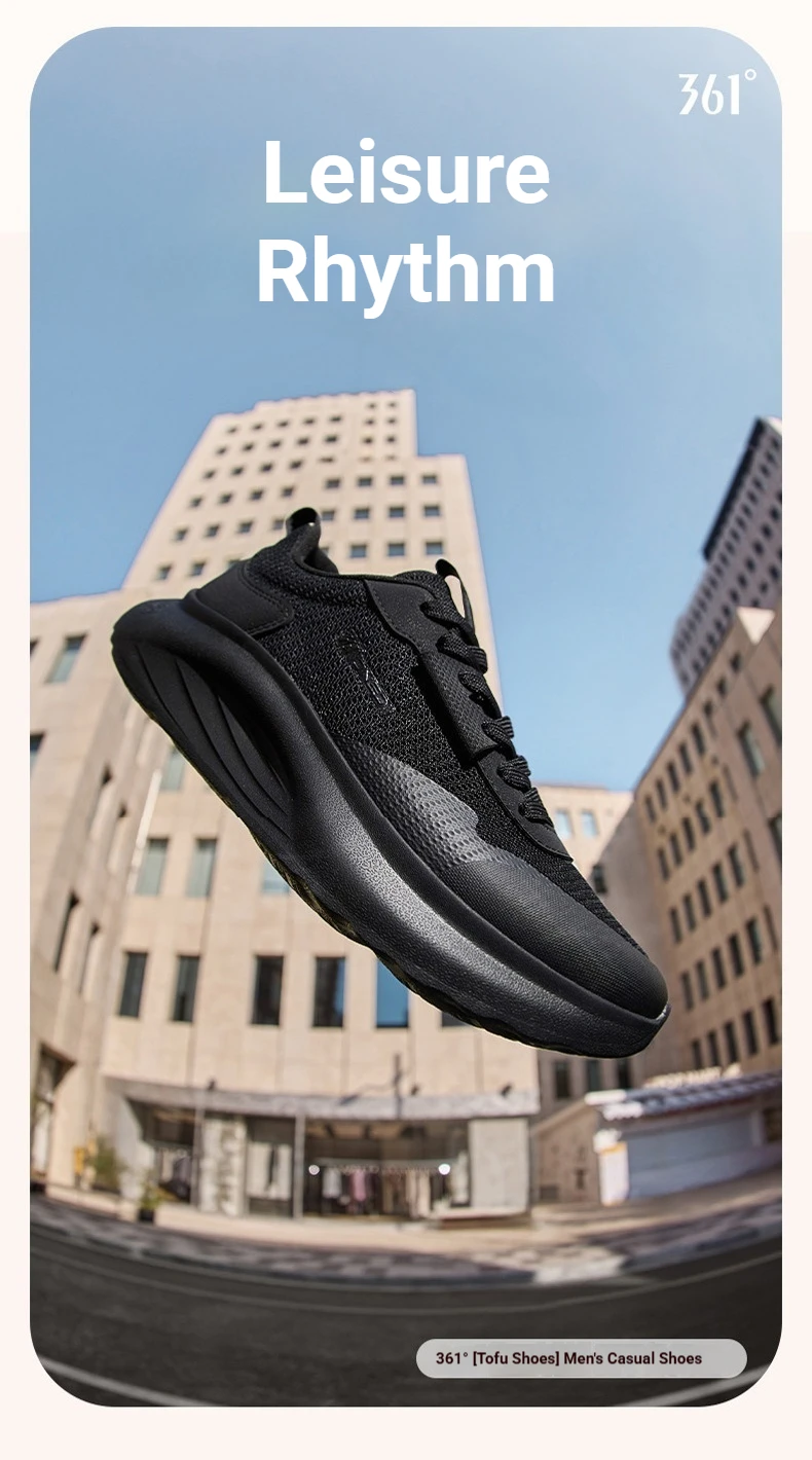 361 Degrees Herren-Freizeitschuhe, weiche Sohle, elastisch, bequem, atmungsaktiv, schwarze und weiße Mesh-Sneaker für Männer 672616702 – Detail 3