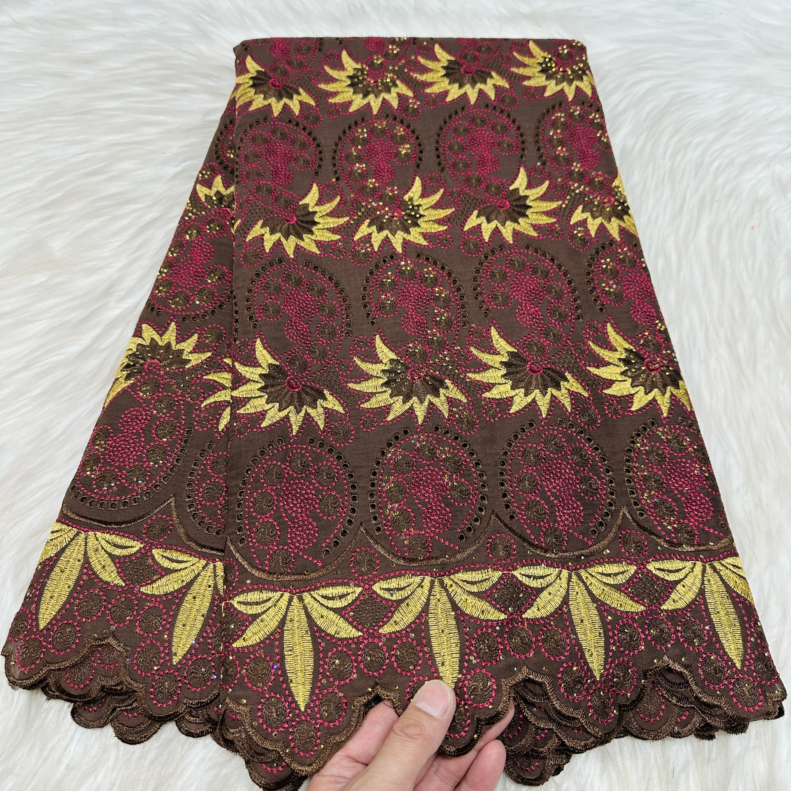 

5 Yards Swiss Voile Lace In Switzerland 2025 High Quality African Nigerian Embroidery Cotton Lace Fabric For Wedding Material