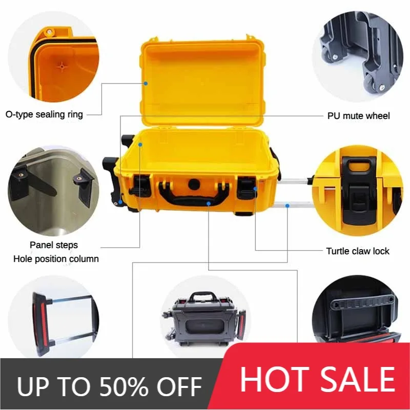 Plastic Waterproof Tools Storage Box Multifunction Portable Aviation Equipment Safety Protection Boxes Shock-proof Trolley Case