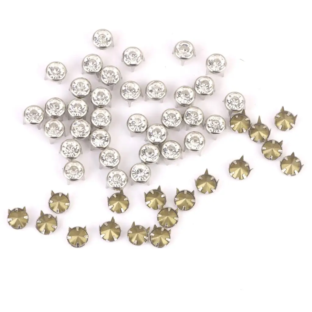 50 Rhinestone Stud Nailhead for Leather Craft Bag Jeans 4 Prong