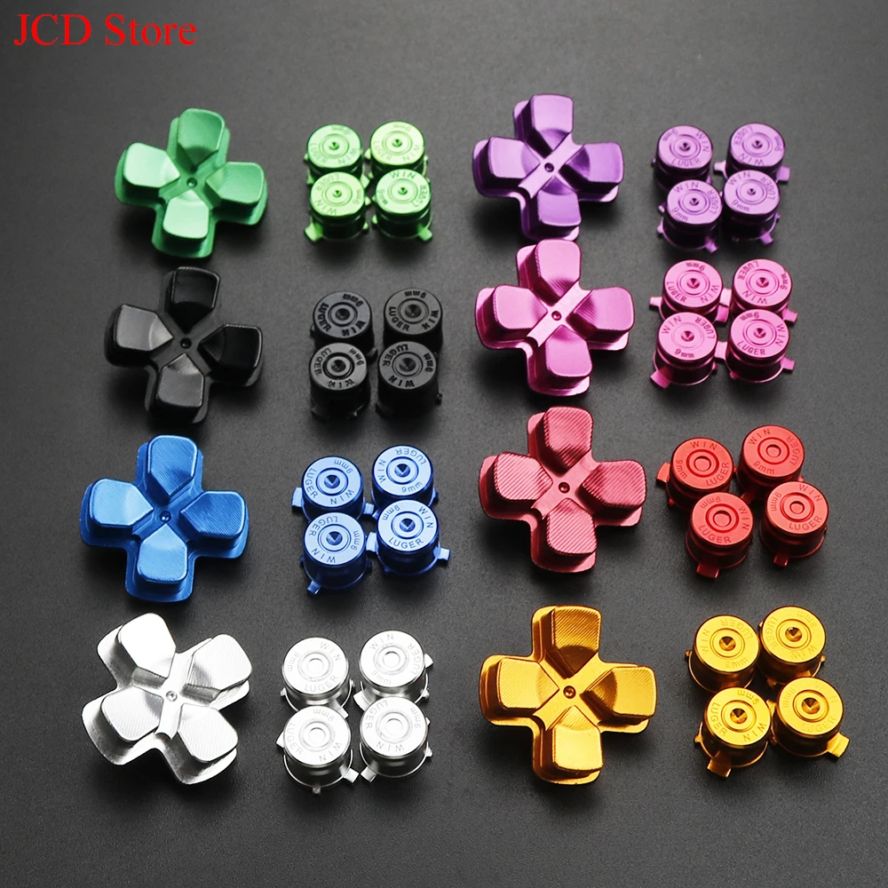 

PS4 Thumb Grip Metal Thumb Grips Aluminum Replacement ABXY Bullet Buttons Thumbsticks Chrome D-pad for PS4 SLIM PRO Controller