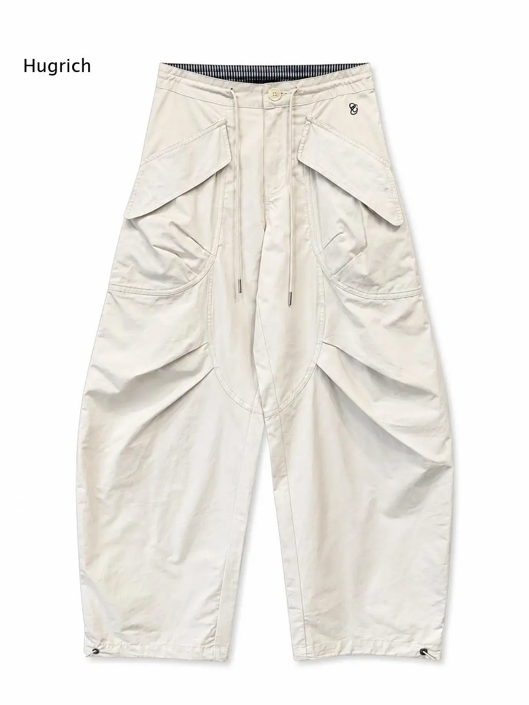Stylish Beige Utility Pants for Men Featuring Button Closure and Functional Pockets Soft Drapey Material Summer Spring Essential