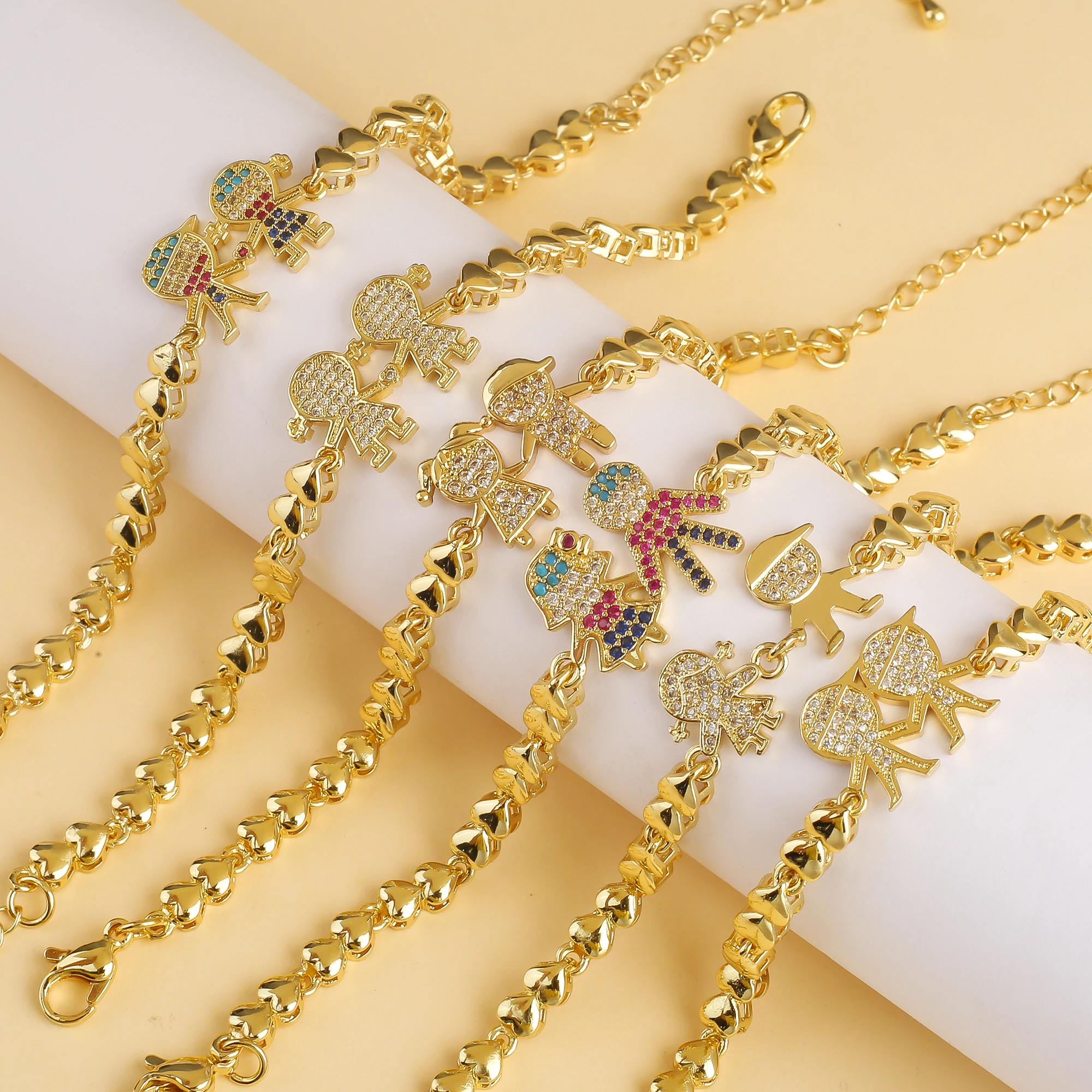 Nidin Fashion Latest Kids Boys & Girls Family Bracelet AAA CZ Gold plated cute family jewelry for girls party gifts