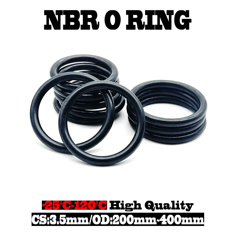 

Nitrile Rubber O-Ring Black CS 3.5mm OD 200mm~400mm -25°C to 120°C Excellent Oil/Grease Resistance Hydraulic Pneumatic Seal
